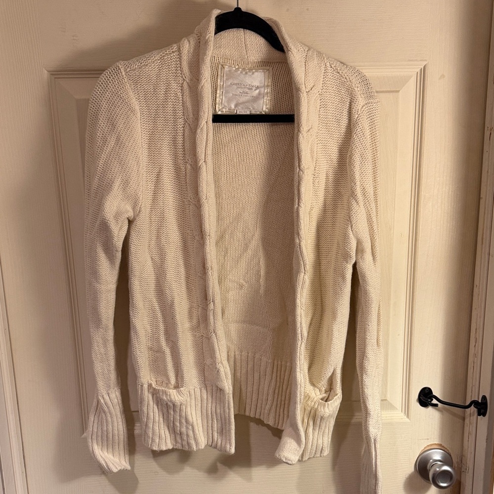 American Eagle Outfitters Cream Cardigan